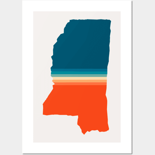 Mississippi State Retro Map Wall Art by n23tees